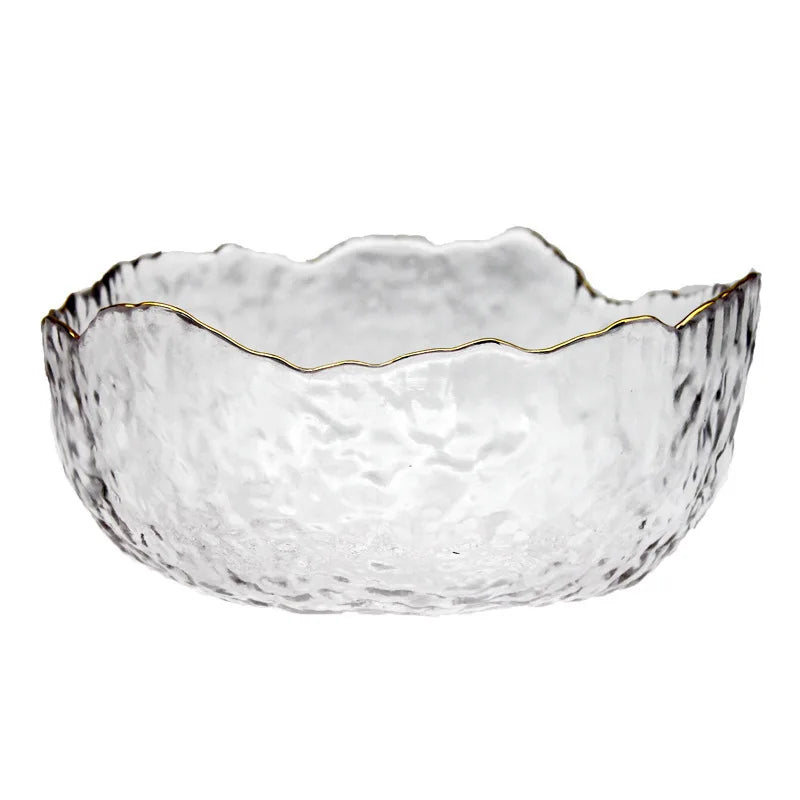 Saladier Verre ondulé avec Bord doré
