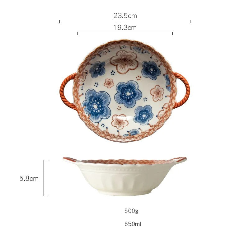 Saladier Vintage Fleuri anses