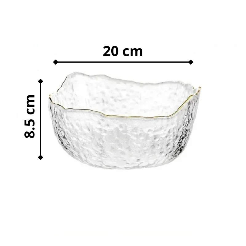 Saladier verre 20 cm à bord Dore