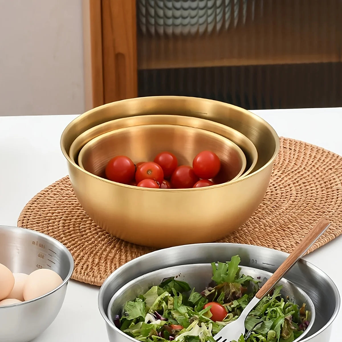 lot de 3 saladiers dore