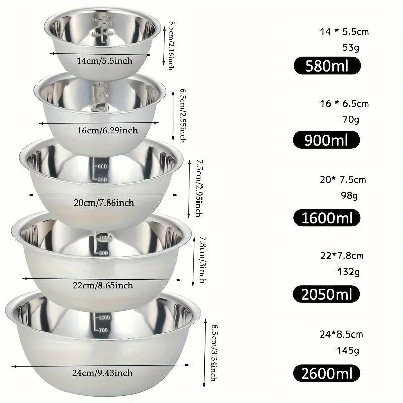 lot de 5 saladiers en inox