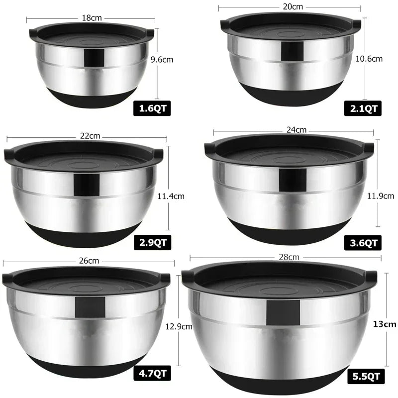 lot de 6 saladiers en inox couvercle