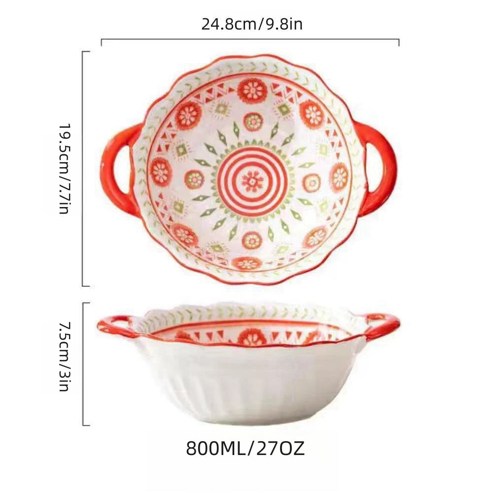 saladier ceramique rouge 25 cm
