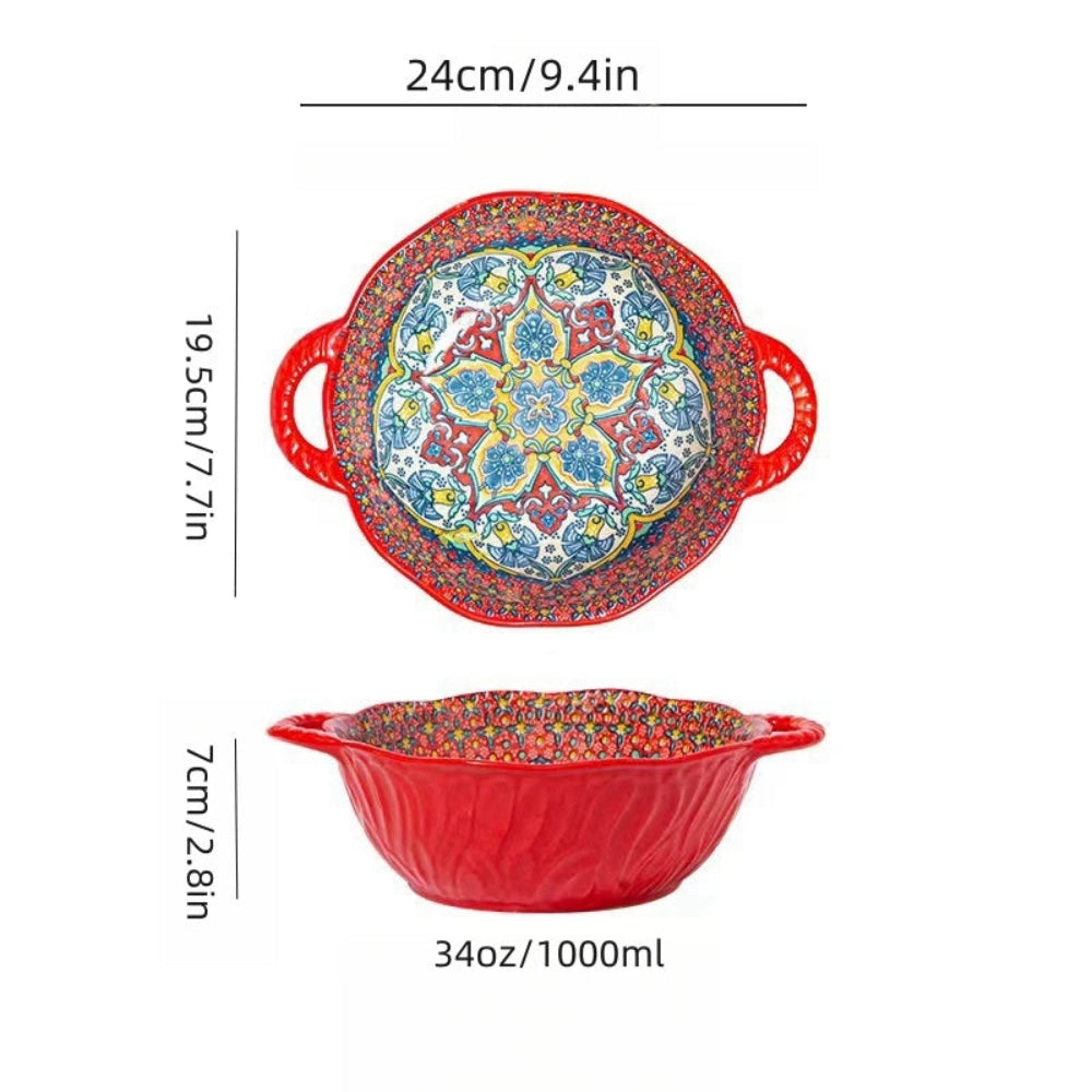 saladier ceramique rouge oriental