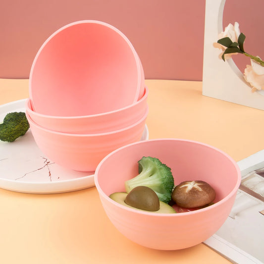 Lot de 4 saladiers rose en plastique