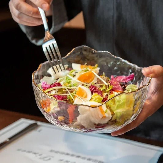 Saladier Verre à bord Doré