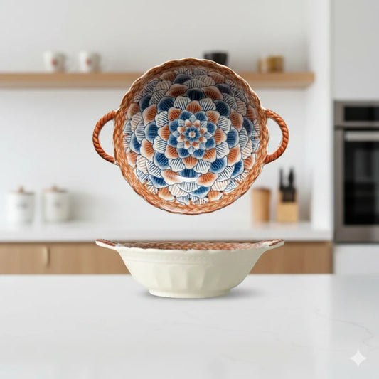 Saladier Vintage Bleu arabesque