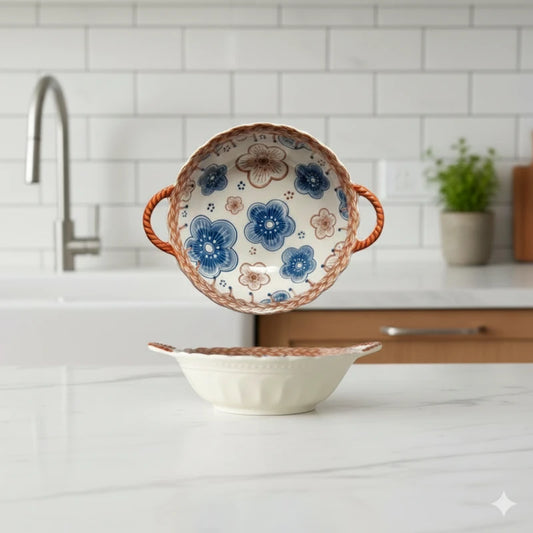 Saladier Vintage Fleuri à anses