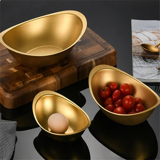 saladier fruit inox dore